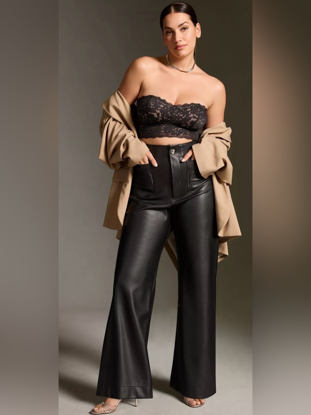 Maeve Anthropologie The Colette Wide-Leg Faux Leather Pants NWOT Size 26